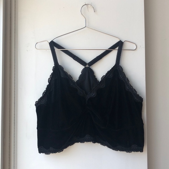 torrid Tops - Torrid Velvet Lace Trim Racerback Bralette Crop Top!